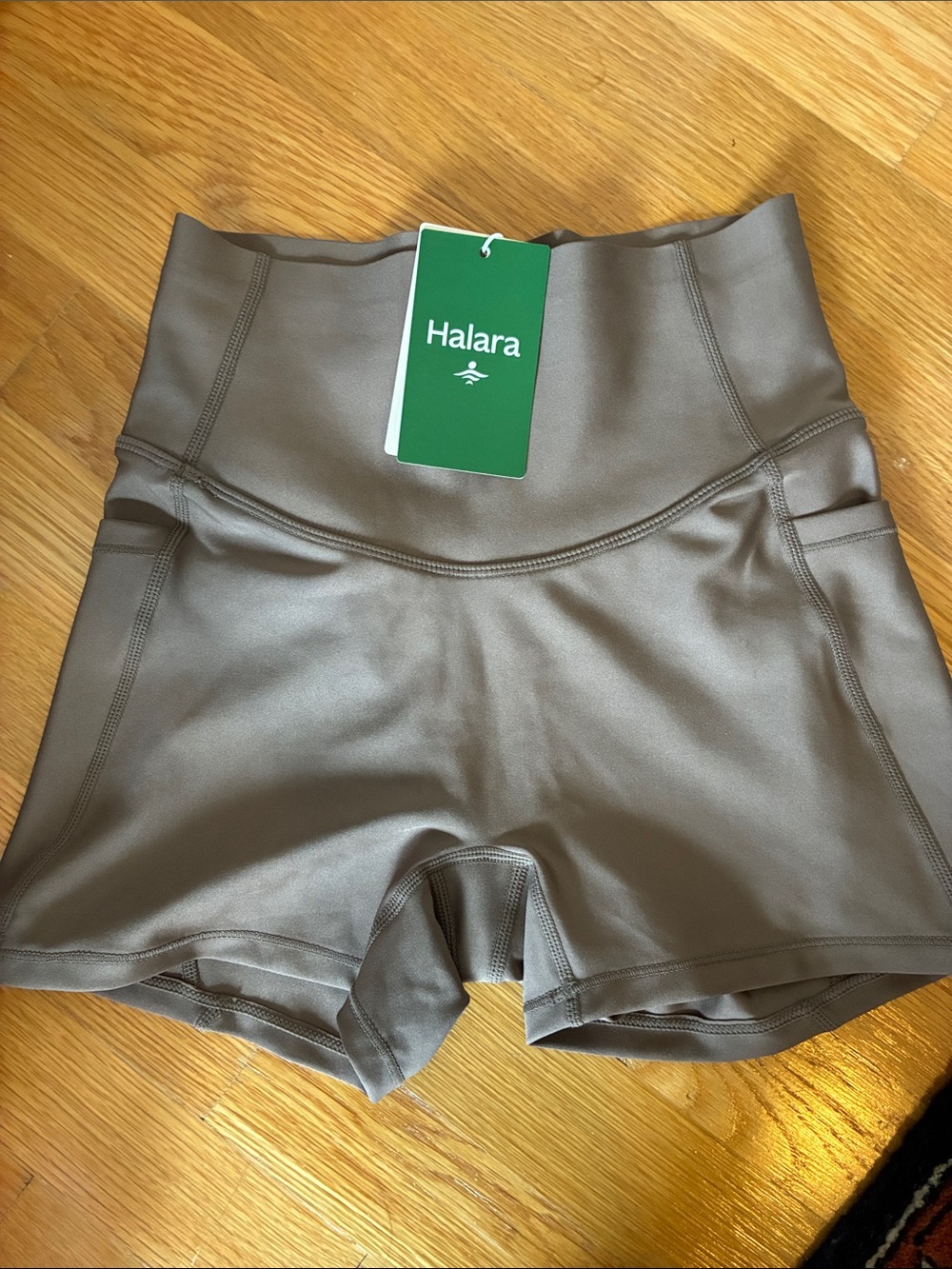 HALARA High-Rise Bike Shorts in Taupe Gray